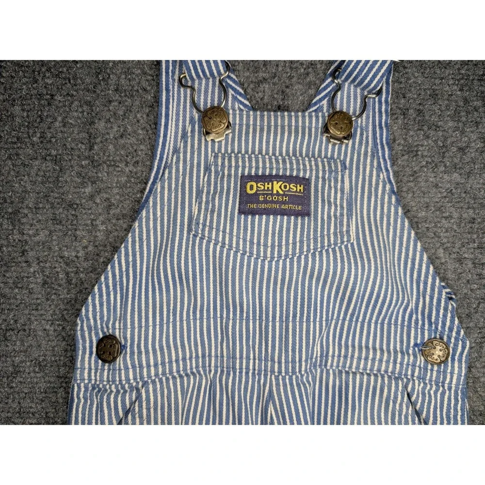 Vintage OshKosh B'Gosh Vestbak Overalls 18 Months Baby Railroad Stripe USA Made‎